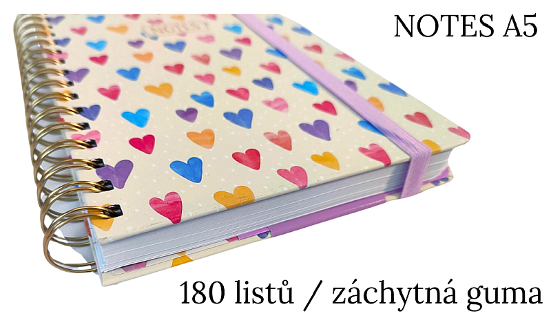 A5 notes s gumou kroužková vazba